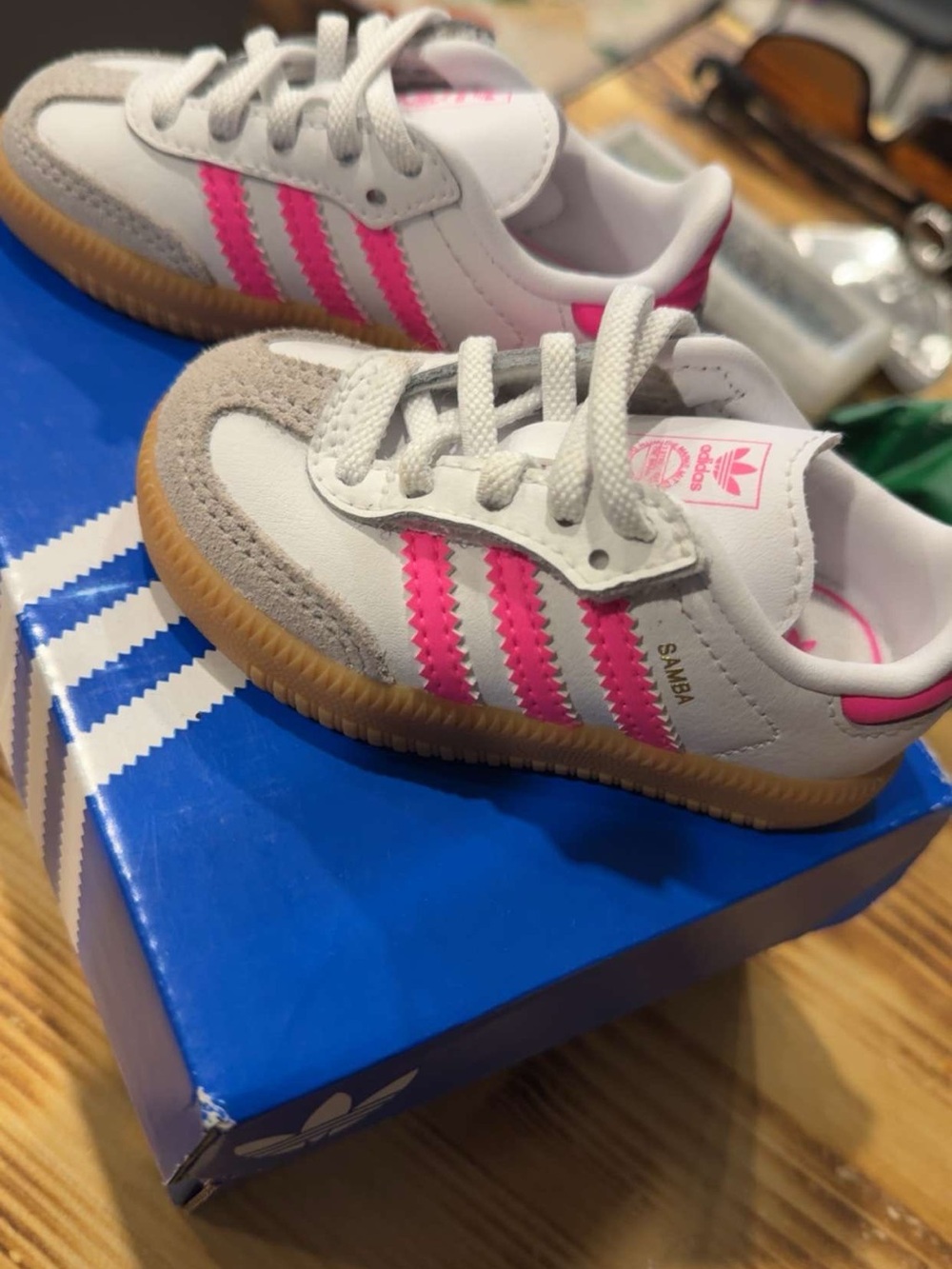 Adidas Samba Sneakers in White and Pink